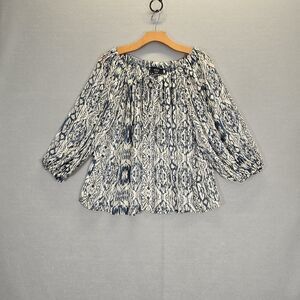 VICI Womens blouse Green  Floral Metallic Threading Flowy Boho top Size Large